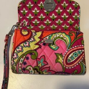 Vera Bradley Vibrant Pink and Orange Quilted Wristlet